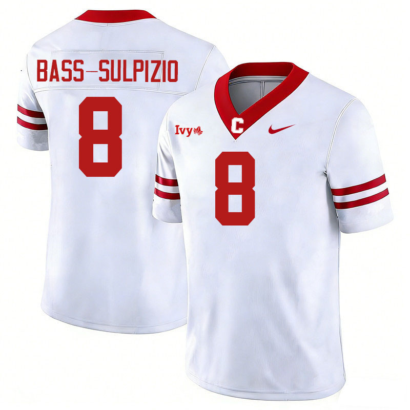 Cornell Big Red #8 Garrett Bass-Sulpizio College Football Jerseys,Uniforms Stitched-White